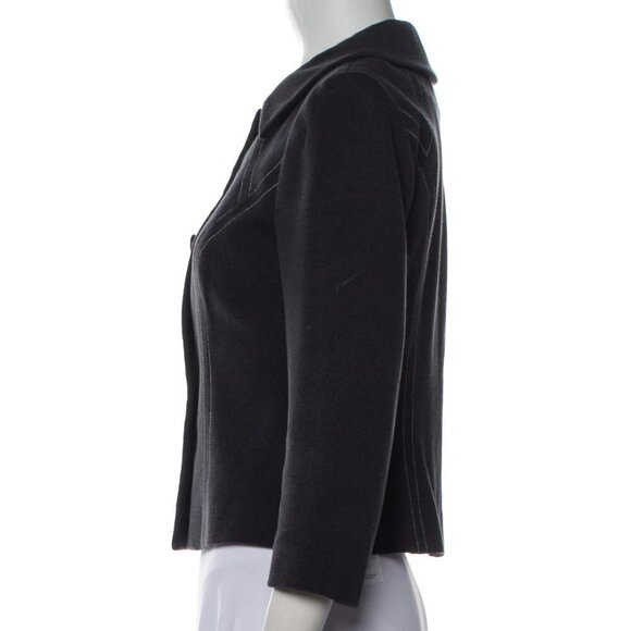 New CAROLINA HERRERA 3/4 Sleeve Gray/White Evening Jacket NWOT Size Petite - Picture 4 of 8
